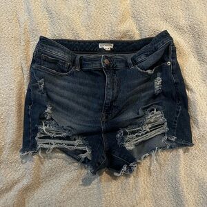Good American destroyed Jean shorts